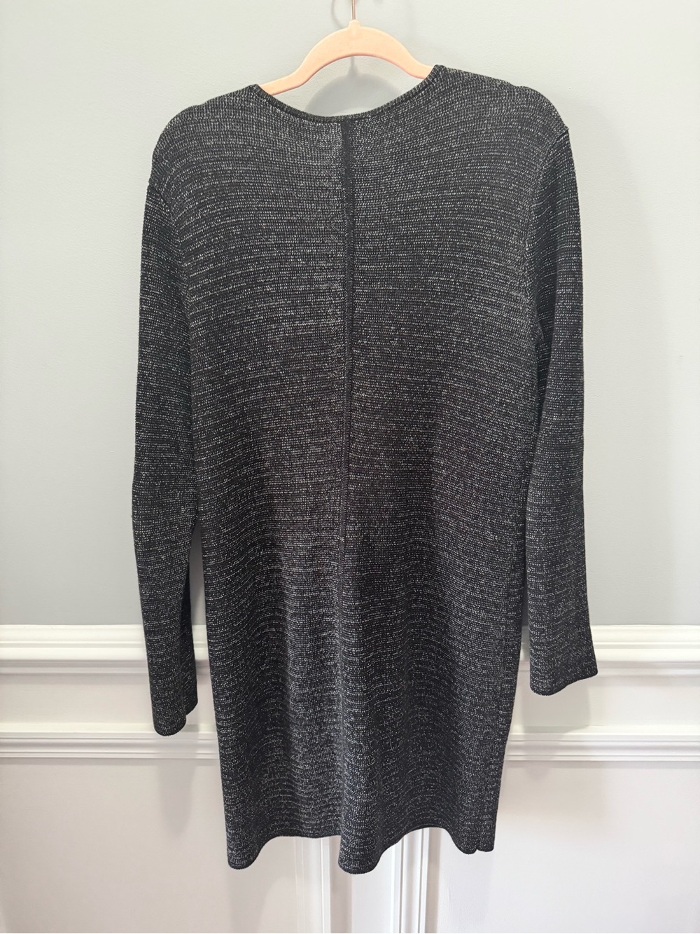 Talbots Black Charcoal V-Neck Zip-Front Long Sleeve Dress - Picture 8 of 8